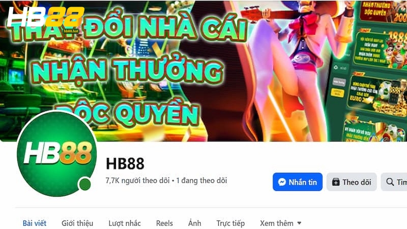 Bạn có thể liên hệ HB88 qua kênh Facebook chính thức nhà cái