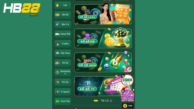 Sảnh xổ số HB88 cung cấp đa dạng loại hình cược kèm trả thưởng rất cao